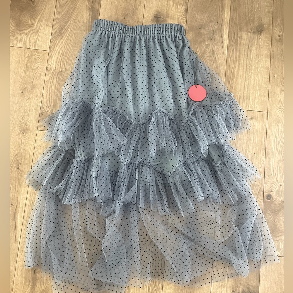 Eva Franco Statement Tulle blue polka dot skirt